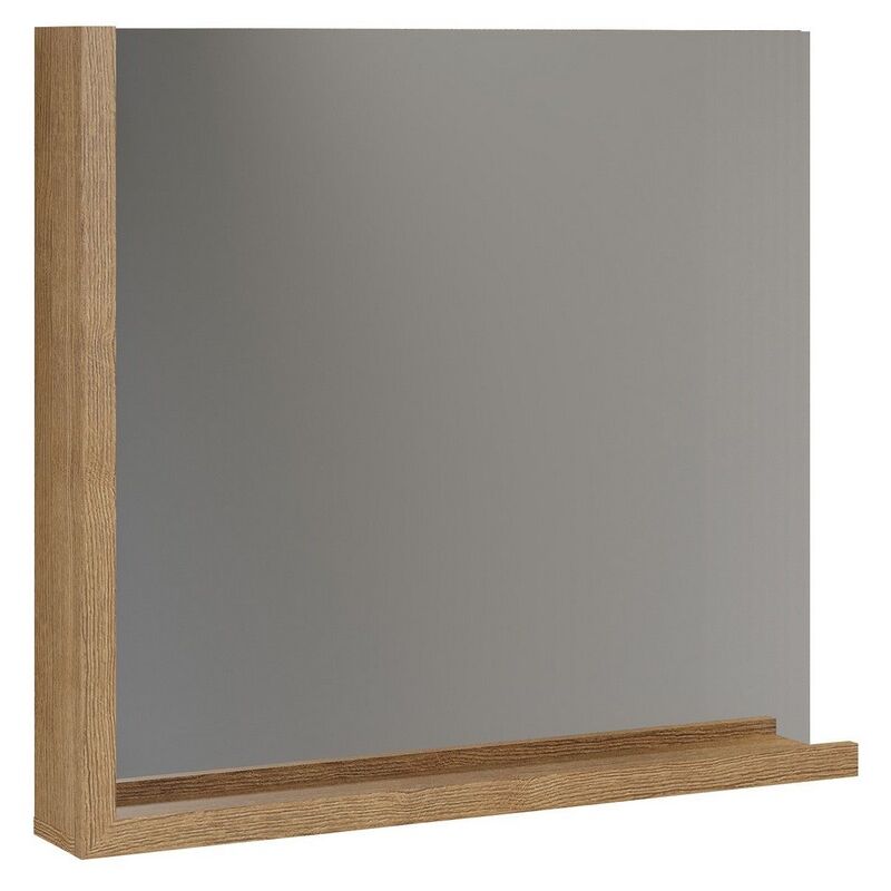 foto del prodotto epikasa specchio con mensola synnax, truciolare melaminico, vetro, marrone, 80x72x12 cm