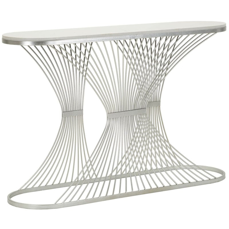 foto del prodotto epikasa tavolo consolle mf618, metallo, marmo, argento, 120x35x79 cm