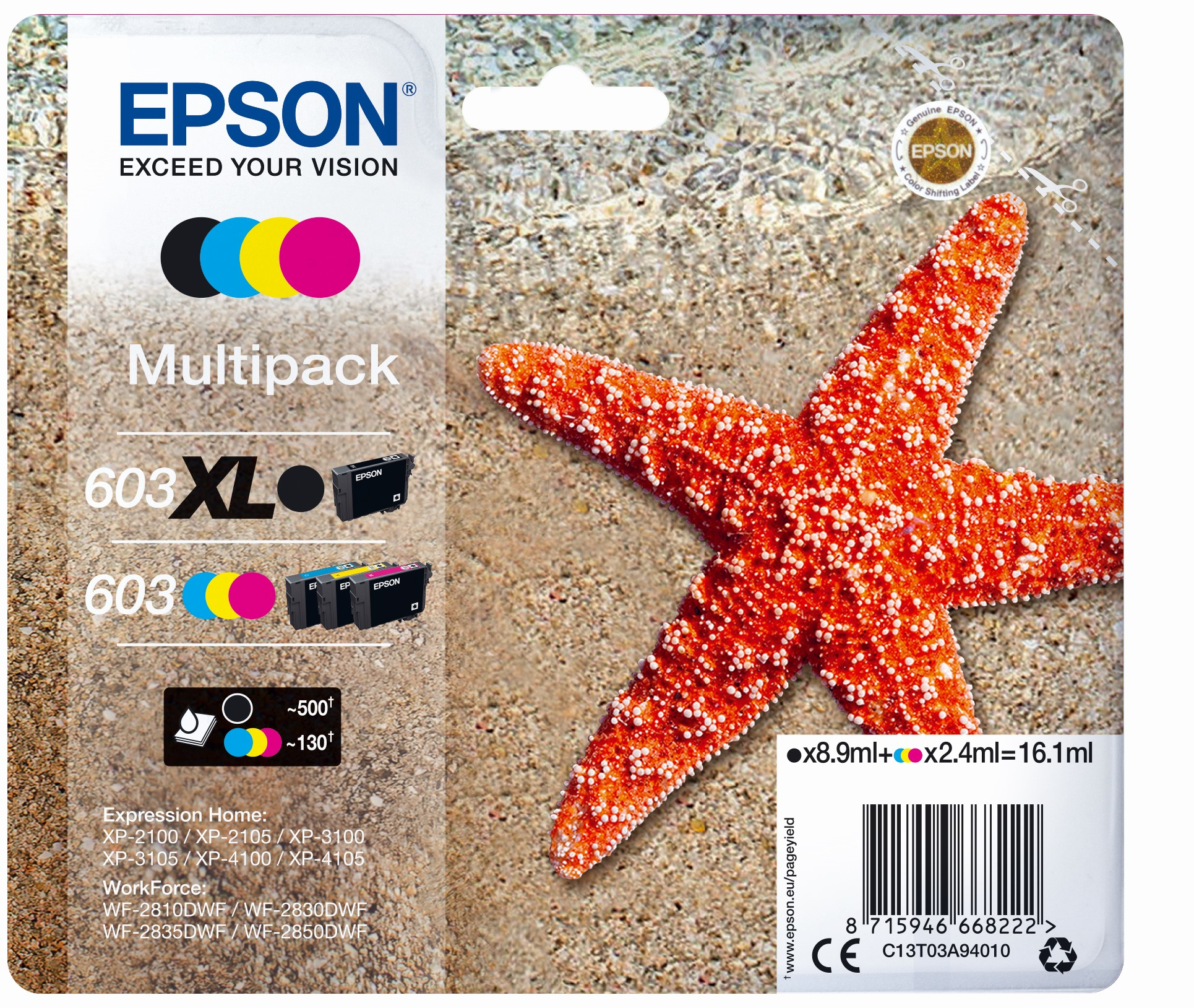 foto del prodotto epson 603 xl cartuccia d inchiostro 1 pz originale resa elevata xl nero, ciano, magenta, giallo