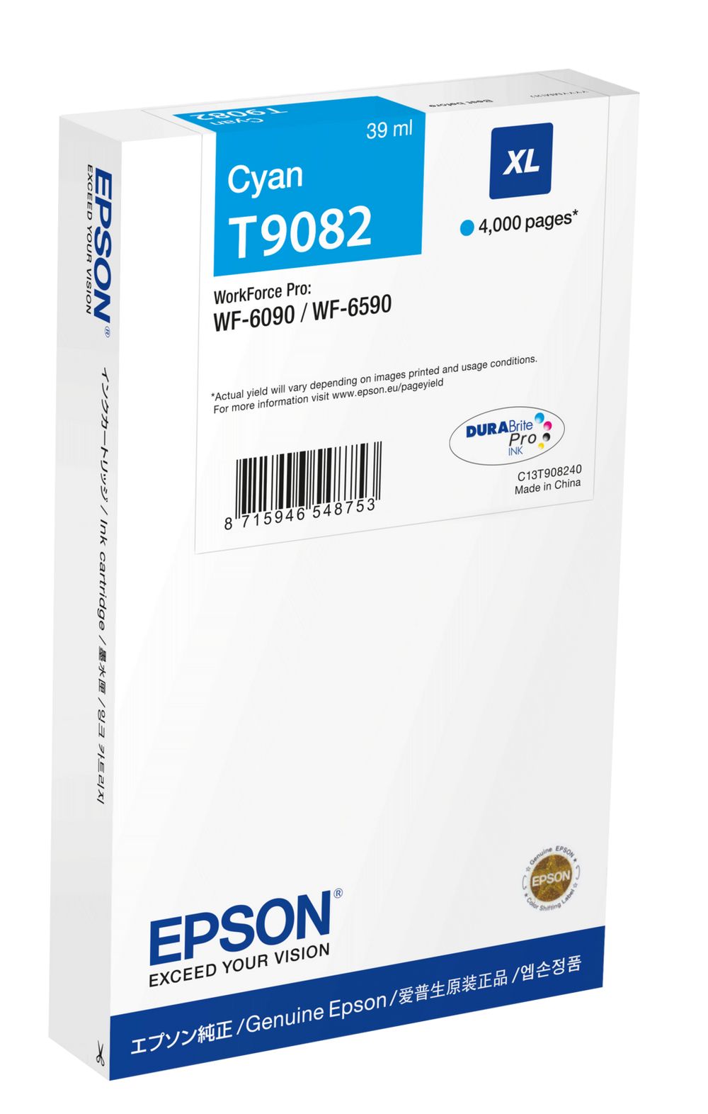 foto del prodotto epson c13t90824n cartuccia d inchiostro 1 pz originale ciano
