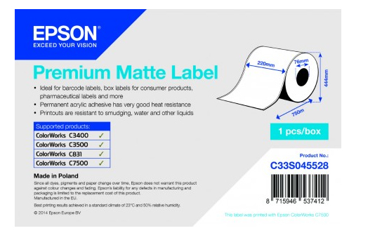foto del prodotto epson c33s045528 etichetta per stampante bianco