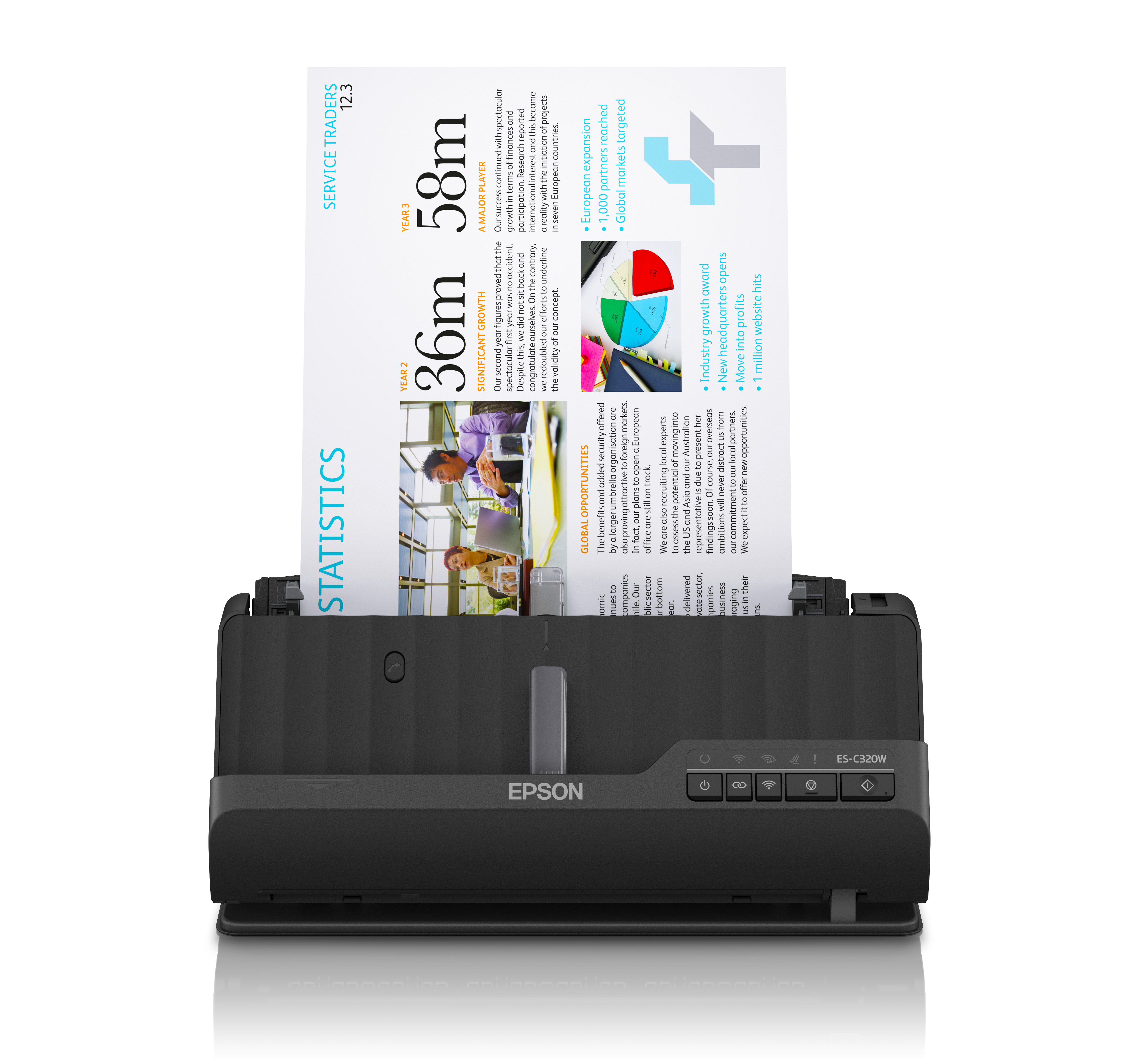 foto del prodotto epson es c320w scanner con adf alimentatore di fogli 600 x 600 dpi a4 nero