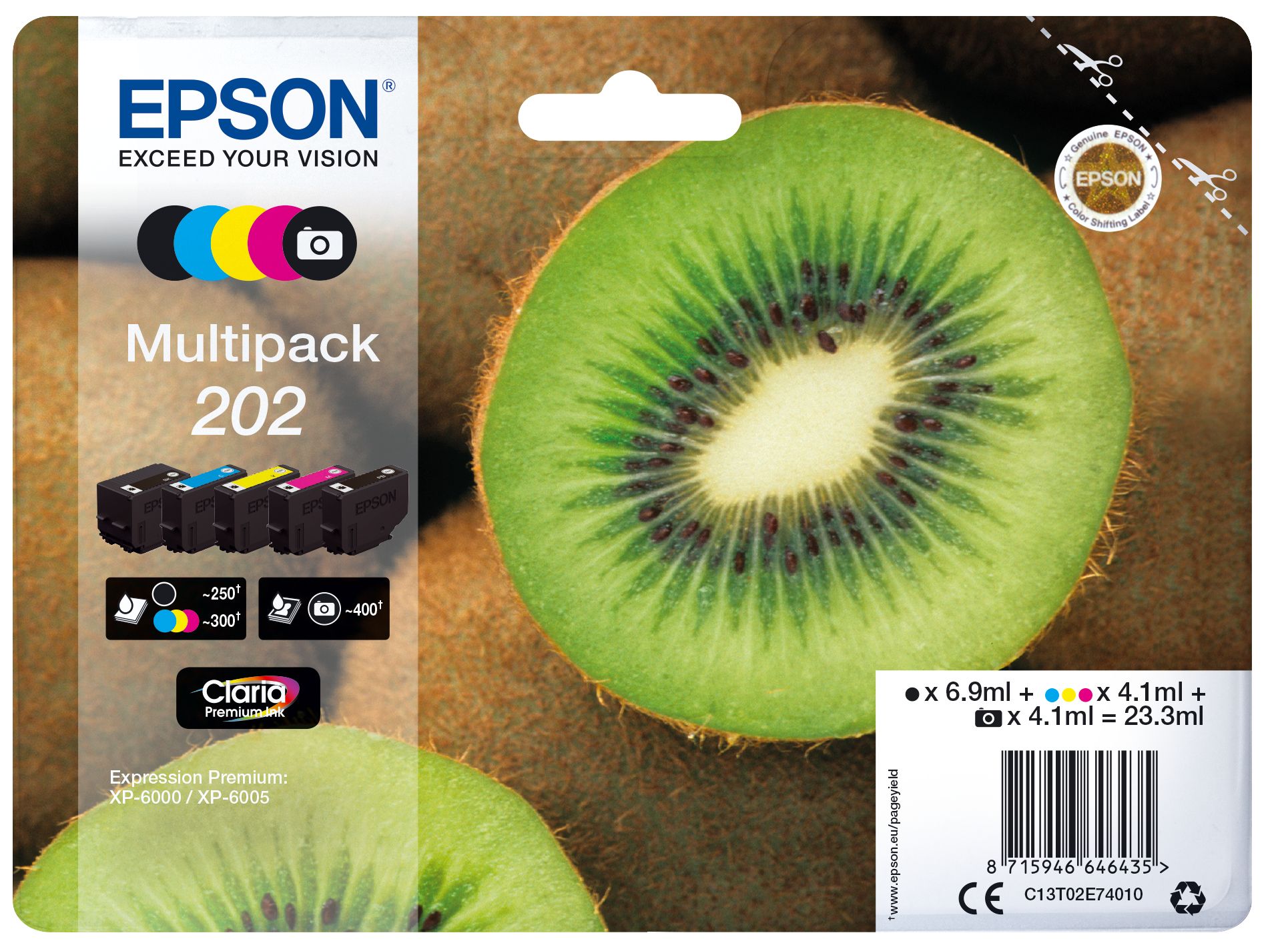 foto del prodotto epson kiwi multipack 5-colours 202 claria premium ink - c13t02e74020