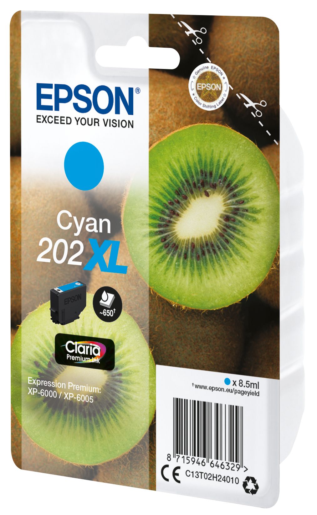 foto del prodotto epson kiwi singlepack cyan 202xl claria premium ink