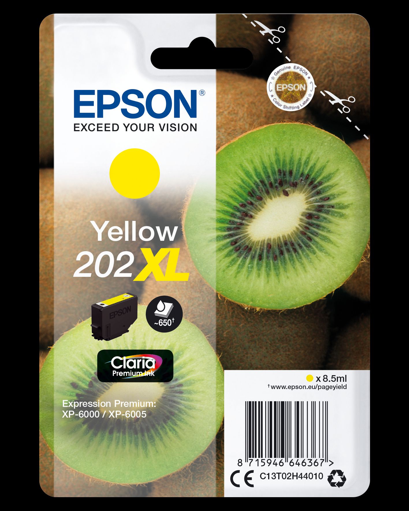 foto del prodotto epson kiwi singlepack yellow 202xl claria premium ink