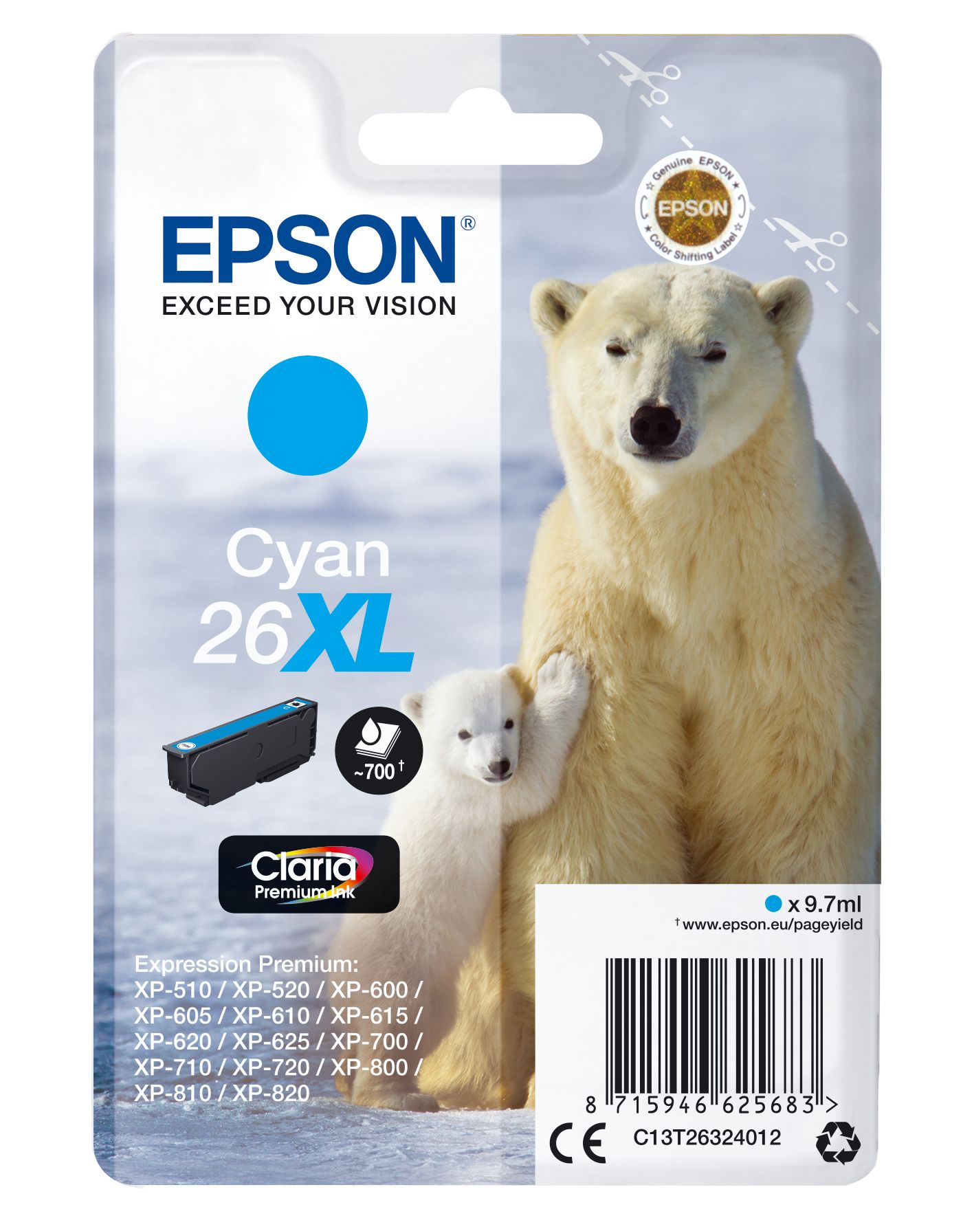 foto del prodotto epson polar bear cartuccia ciano xl