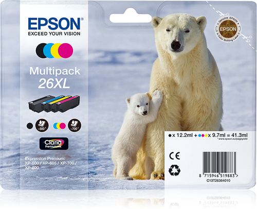 foto del prodotto epson polar bear multipack 26xl 4 colori xl ncmg 