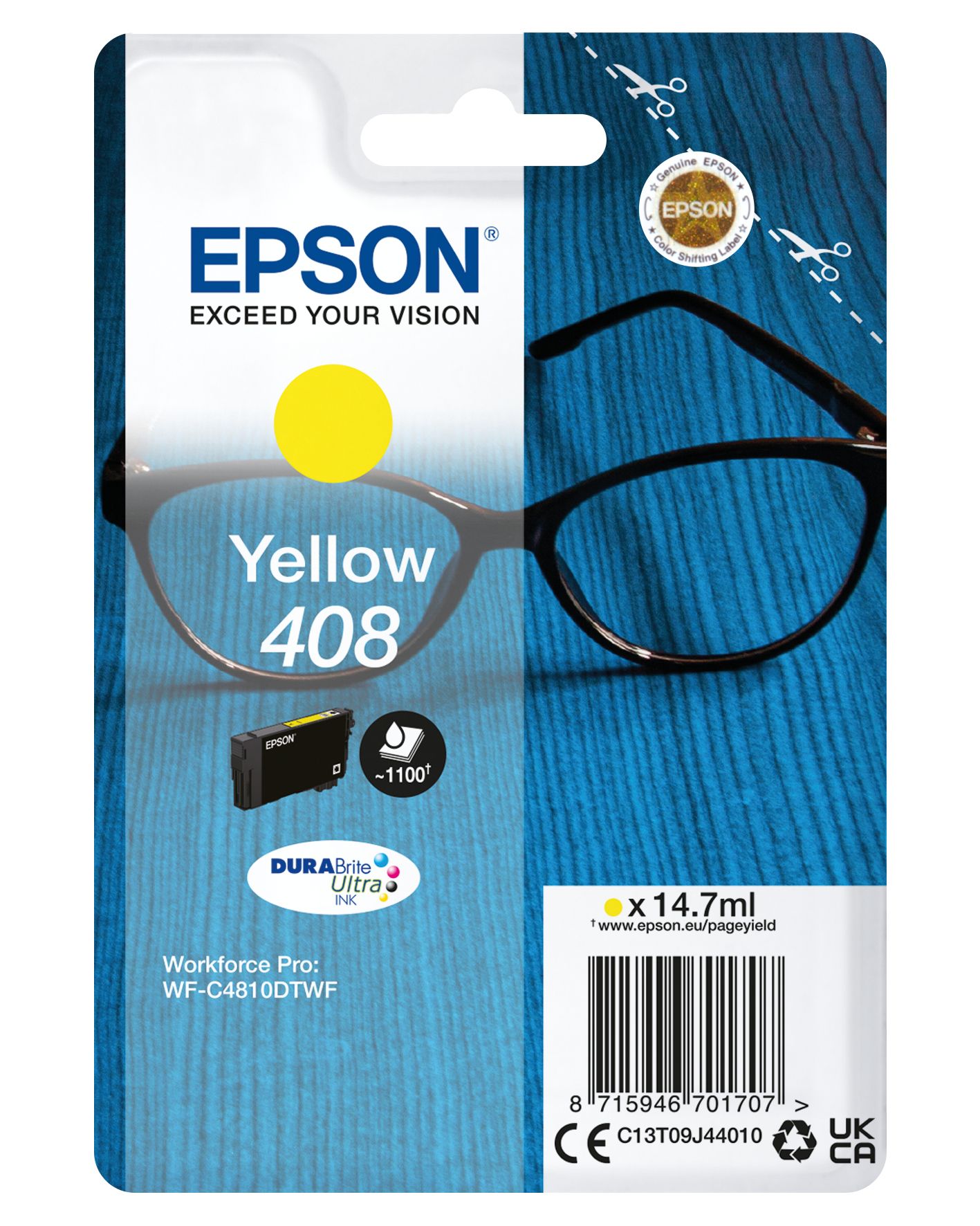 foto del prodotto epson singlepack yellow 408 durabrite ultra ink