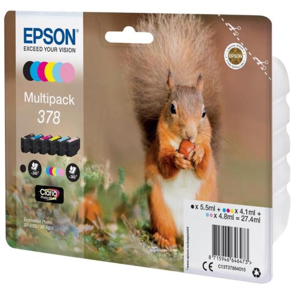foto del prodotto epson squirrel multipack 6 colours 378 claria photo hd ink