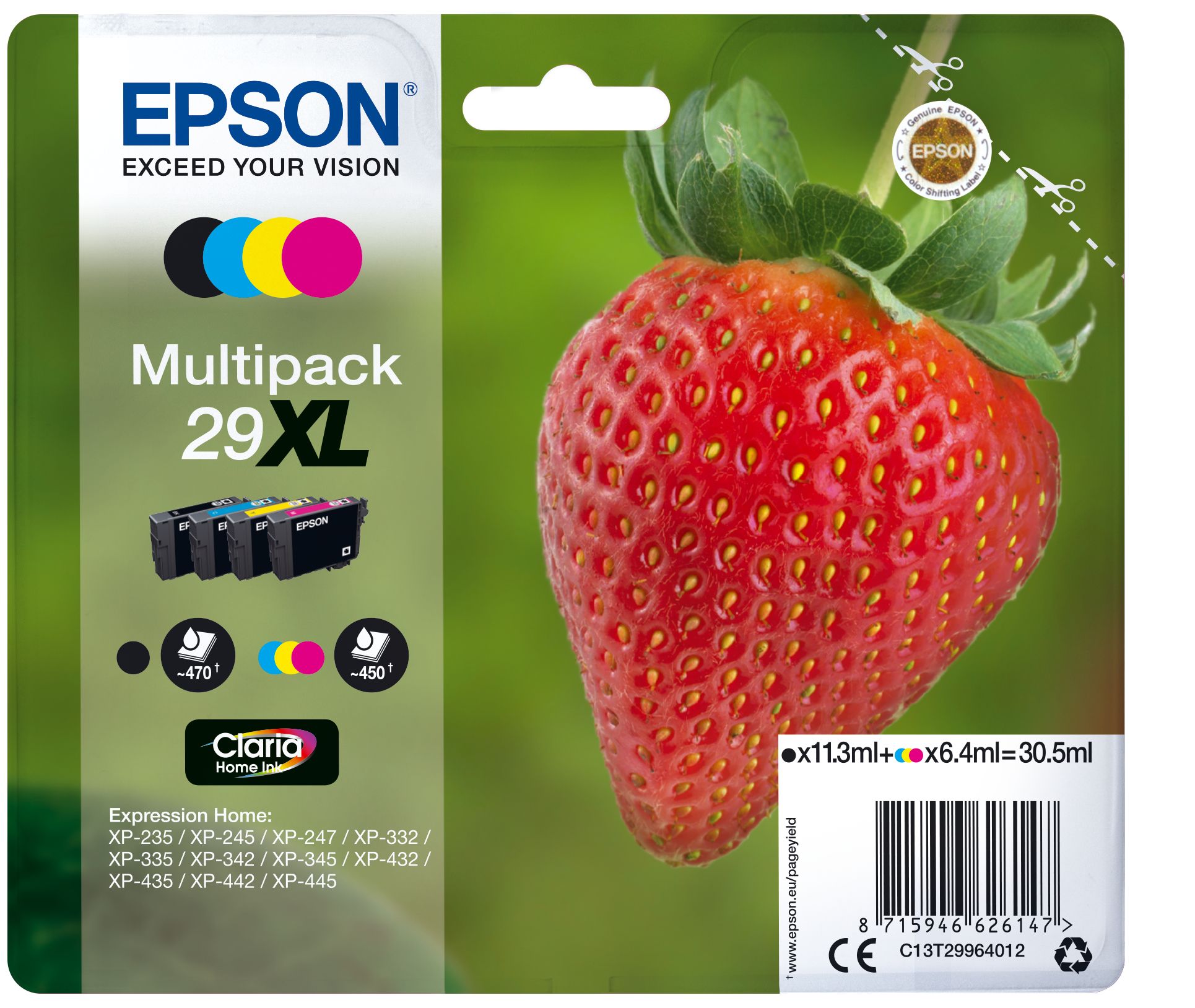 foto del prodotto epson strawberry multipack fragole 4 colori inchiostri claria home 29xl