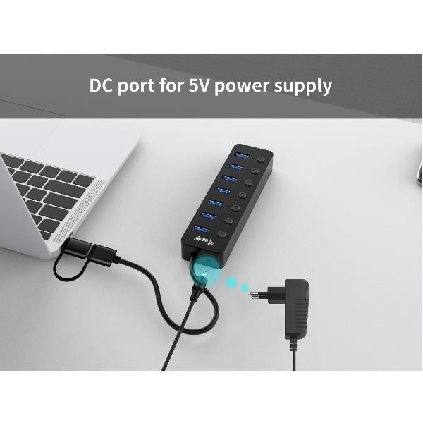 foto del prodotto equip 128965 hub di interfaccia usb 3.2 gen 1 3.1 gen 1 type a 5000 mbit s nero