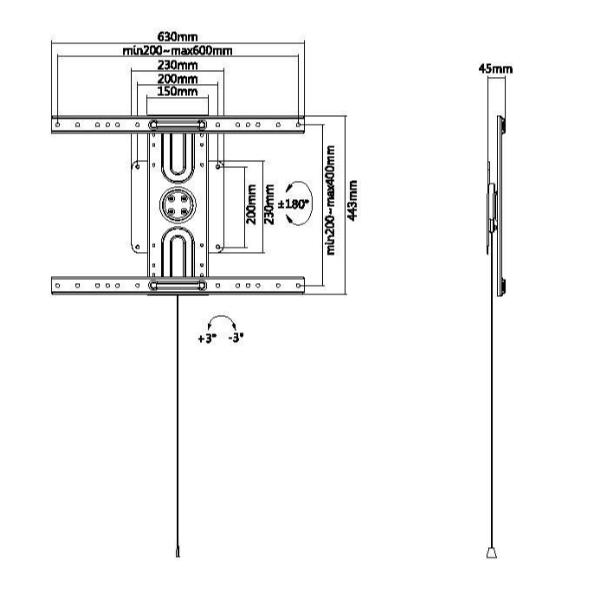foto del prodotto equip 650331 supporto a parete per tv rotante universale da 37 a 80 