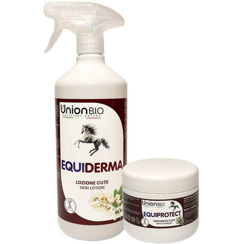 foto del prodotto equiprotect unguento per lesioni 250 ml più equiderma lozione cute 1 litro. kit cute forte e sana