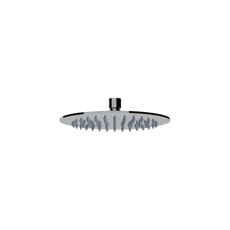 foto del prodotto ercos soffione doccia tondo diametro 200 mm, soffione doccia effetto pioggia con snodo orientabili, installazione interna ed esterna, soffione