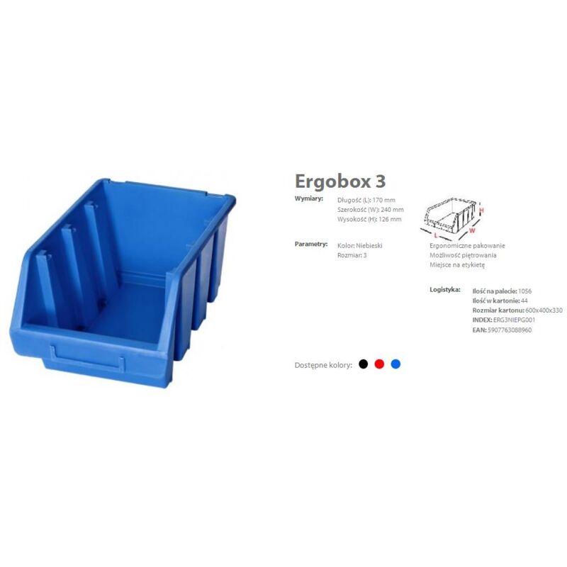 foto del prodotto ergo box lotto di 5 scatole di stoccaggio per beccuccio misura 3 , colore blu