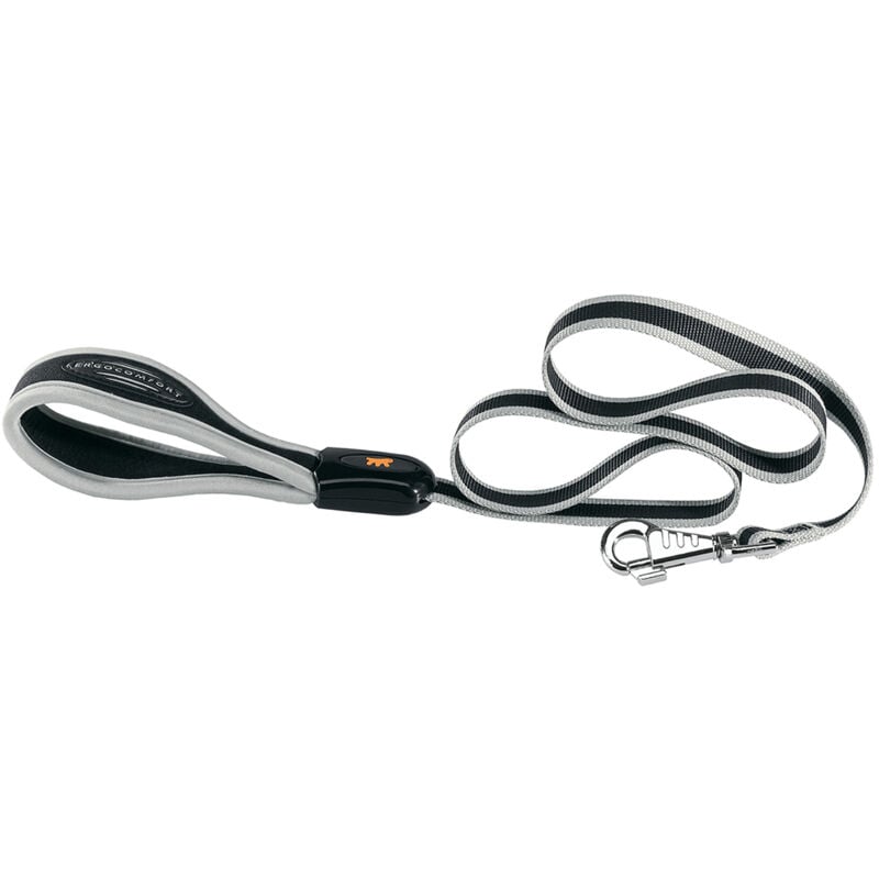 foto del prodotto ergocomfort g guinzaglio in nylon con impugnatura ergonomica in vari colori e misure. variante g15 120 misure 15 mm x l 120 cm argento