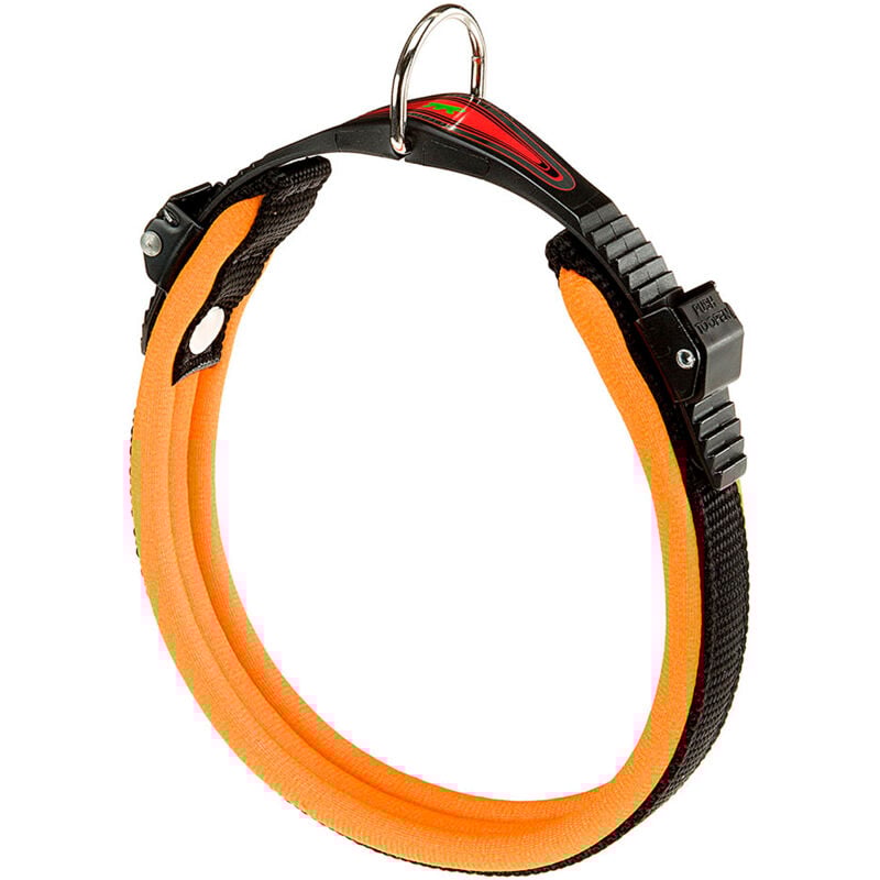 foto del prodotto ergofluo c collare per cani con morbida imbottitura e chiusura con microregolazione.. variante c15 42 misure a 34 42 cm b 15 mm arancione