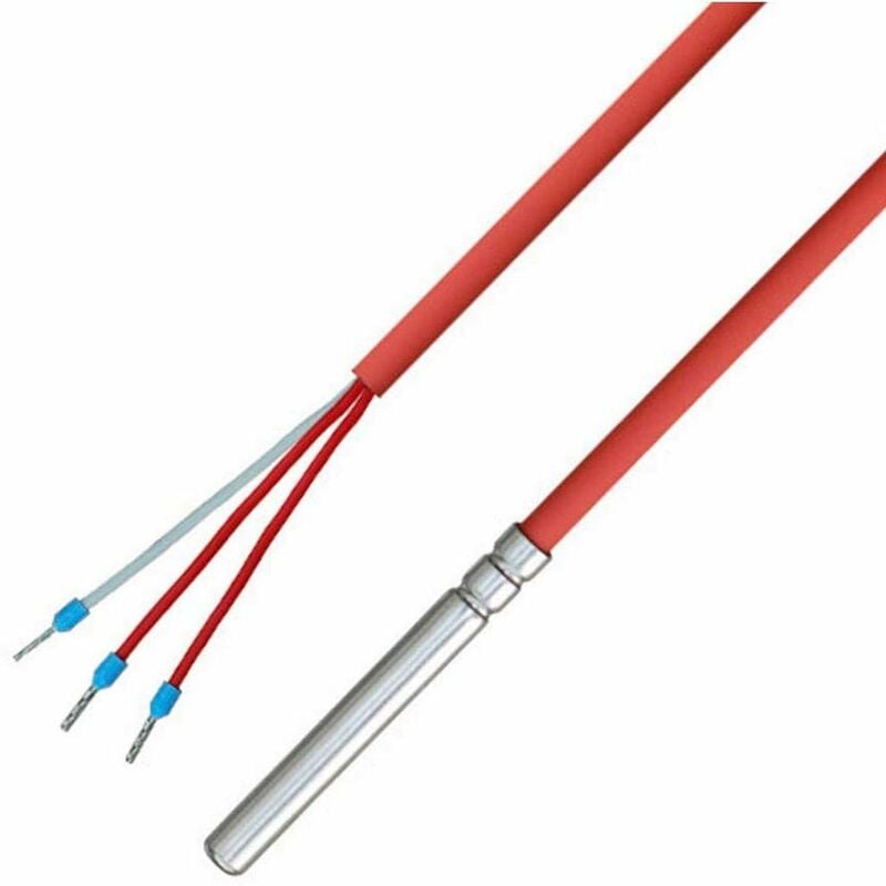 foto del prodotto erhope ioveo 036hs01305 pt100 sonda di temperatura a 3 conduttori con cavo in silicone fino a 200 c, 5 metri