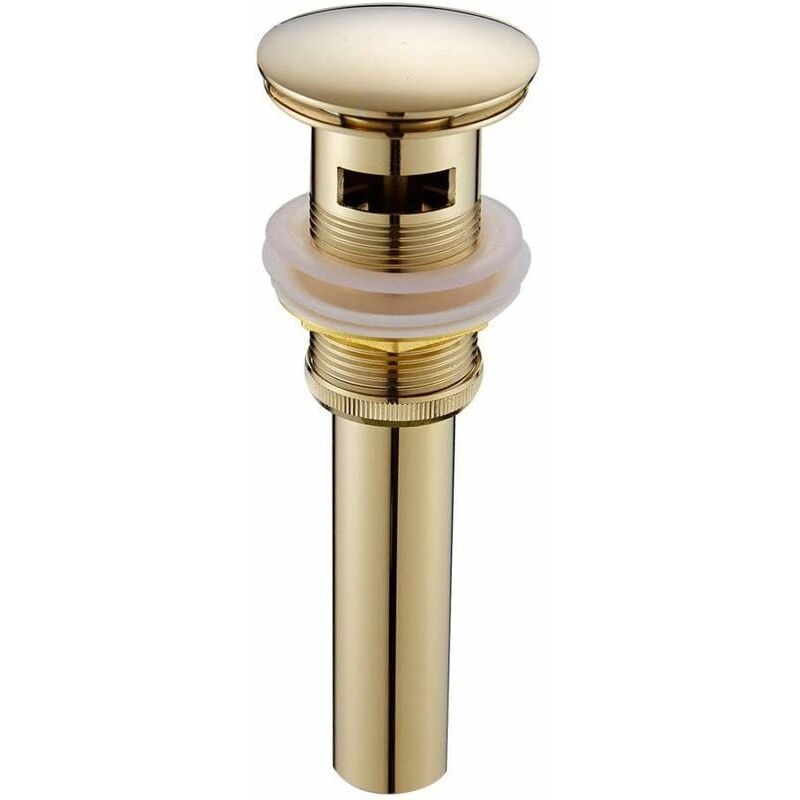 foto del prodotto erhope moderno pop up retro tappo di scarico per lavello scarico click clack con troppopieno valvola di scarico universale per lavabo in ottone
