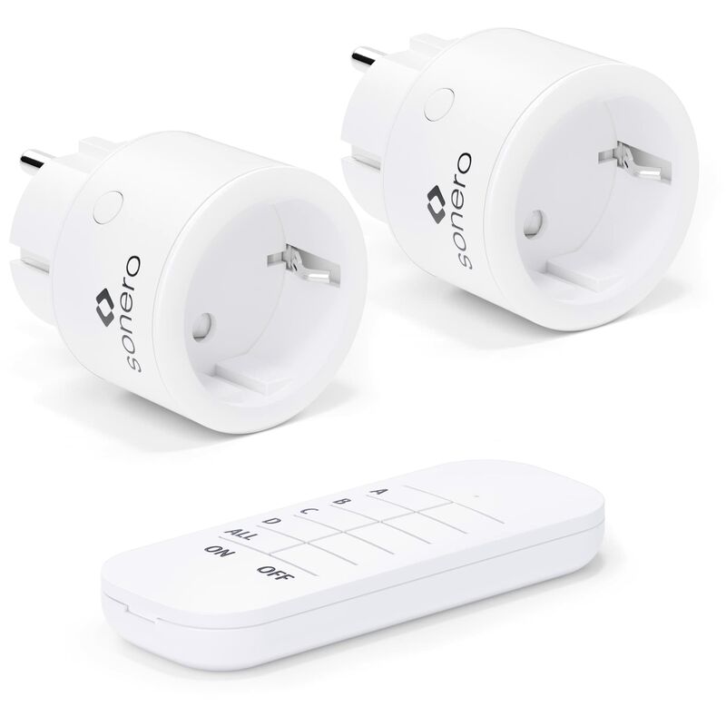 foto del prodotto erhope sonero set di prese wireless 2300 watt 1x telecomando, 2x prese per uso interno, portata 30 m, design compatto, bianco