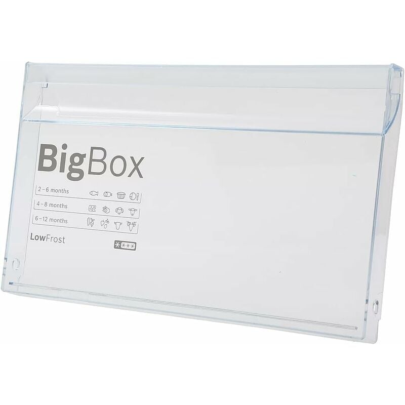 foto del prodotto ericambi frontale sportello congelatore intermedio per frigorifero, compatibile con bosch siemens neff, colore trasparente big box per modelli kce
