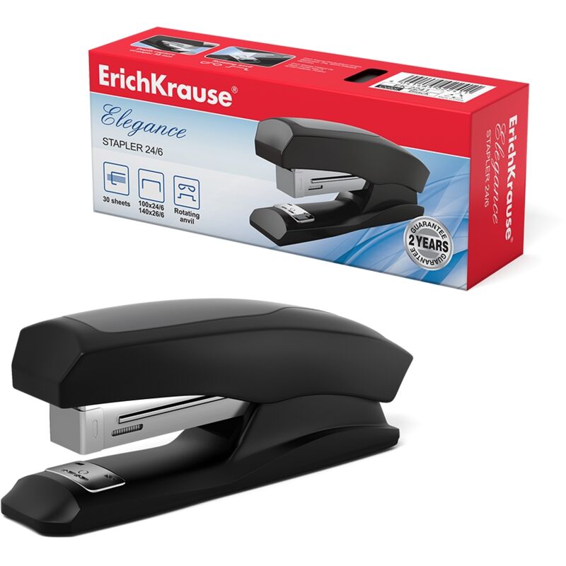 foto del prodotto erichkrause cucitrice elegance mezza striscia resistente a resistente agli urti cucitura permanente e temporanea colore nero