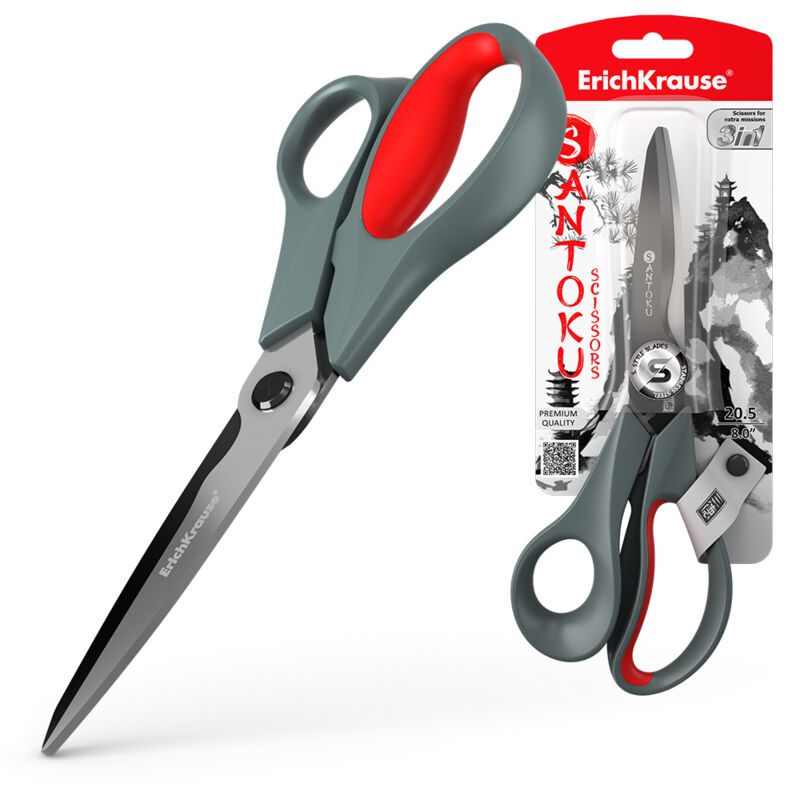 foto del prodotto erichkrause forbici santoku 205cm multifunzione 3 en 1 taglierina per carta e cartone taglierina per fili speciali colore blu