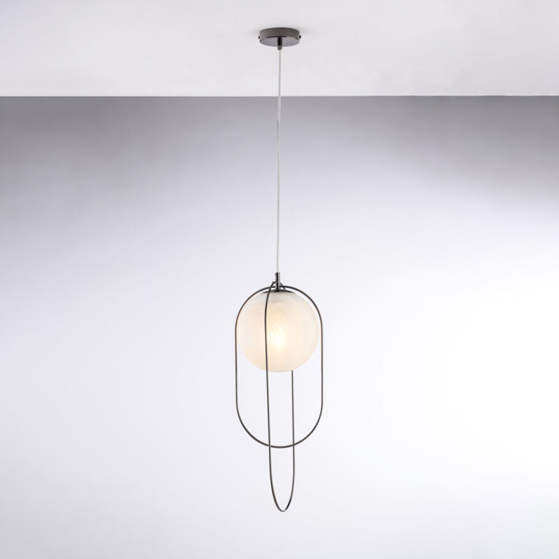 foto del prodotto erik sospensione in ferro bronzato 1 luce con sfera dm.20 156 23 bl277 s1 nr