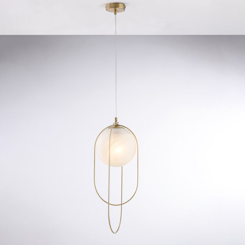 foto del prodotto erik sospensione in ferro cromo nero 1 luce con sfera dm.20 156 23 bl277 s1 brz