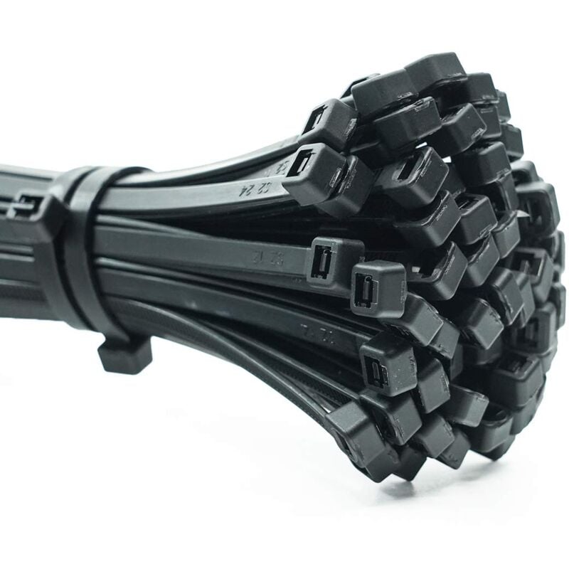 foto del prodotto erko 100 pezzi di fascette di cablaggio professionali 250 x 3,6 mm supporto ordina cavi. base per fascetta di cablaggio di colore nero, resistente