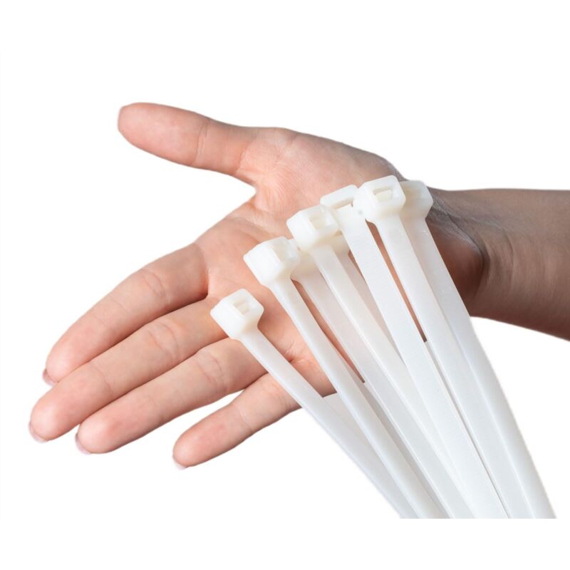 foto del prodotto erko fascette plastica bianche 300 x 7,6 mm 25 pezzi di cablaggio professionali, resistente allatemperature, resistenza alla rottura 54kg, forte