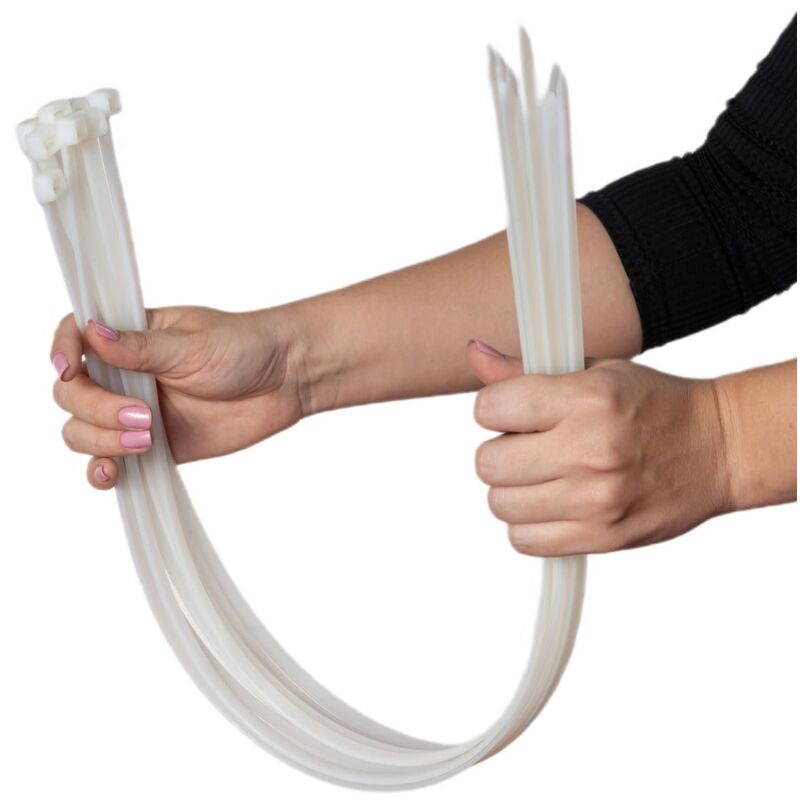foto del prodotto erko fascette plastica bianche 450 x 7,6 mm 100 pezzi di cablaggio professionali, resistente allatemperature, resistenza alla rottura 54 kg, molto