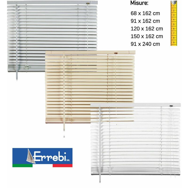 foto del prodotto errebi tenda veneziana in pvc per portafinestra finestra parasole inclinabile su misura colore bianco misure 150 x 162 cm