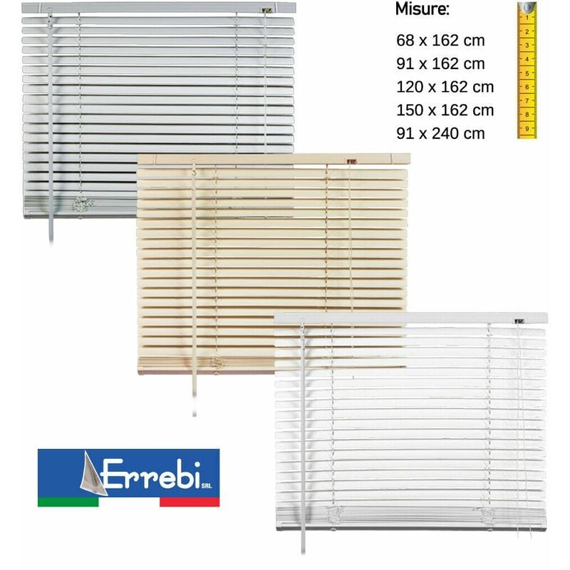 foto del prodotto errebi tenda veneziana in pvc per portafinestra finestra parasole inclinabile su misura misure 120 x 162 cm colore bianco