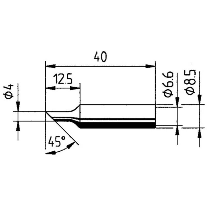 foto del prodotto ersa 0832ndlf punta di saldatura smussata dimensione punta 4 mm contenuto 1 pz.