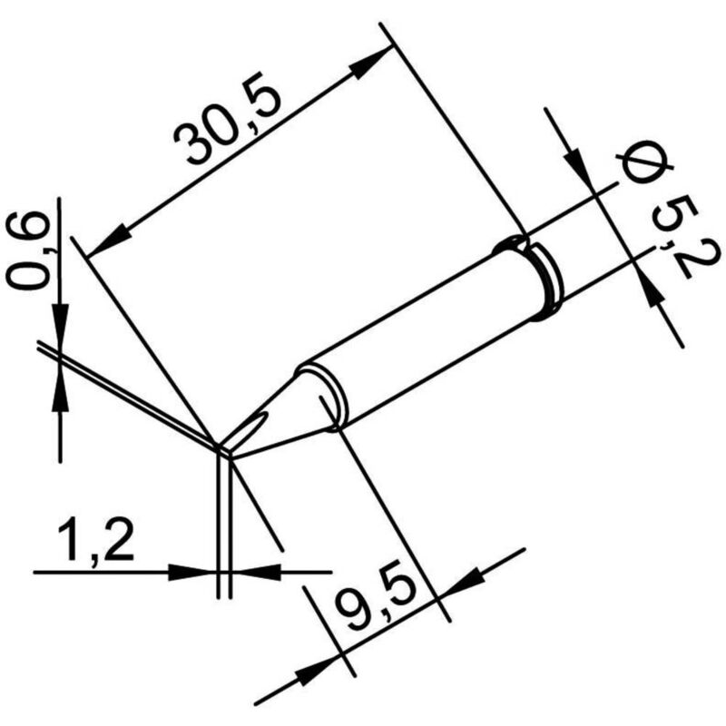 foto del prodotto ersa 102 cd lf 12 punta di saldatura forma a scalpello, dritta dimensione punta 1.2 mm contenuto 1 pz.