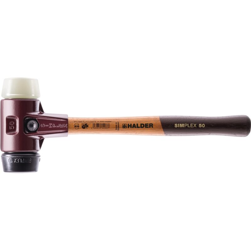 foto del prodotto erwin halder kg simplex mallet, medio duro duro gomma hit testa miscela di nylon, testa 30 mm