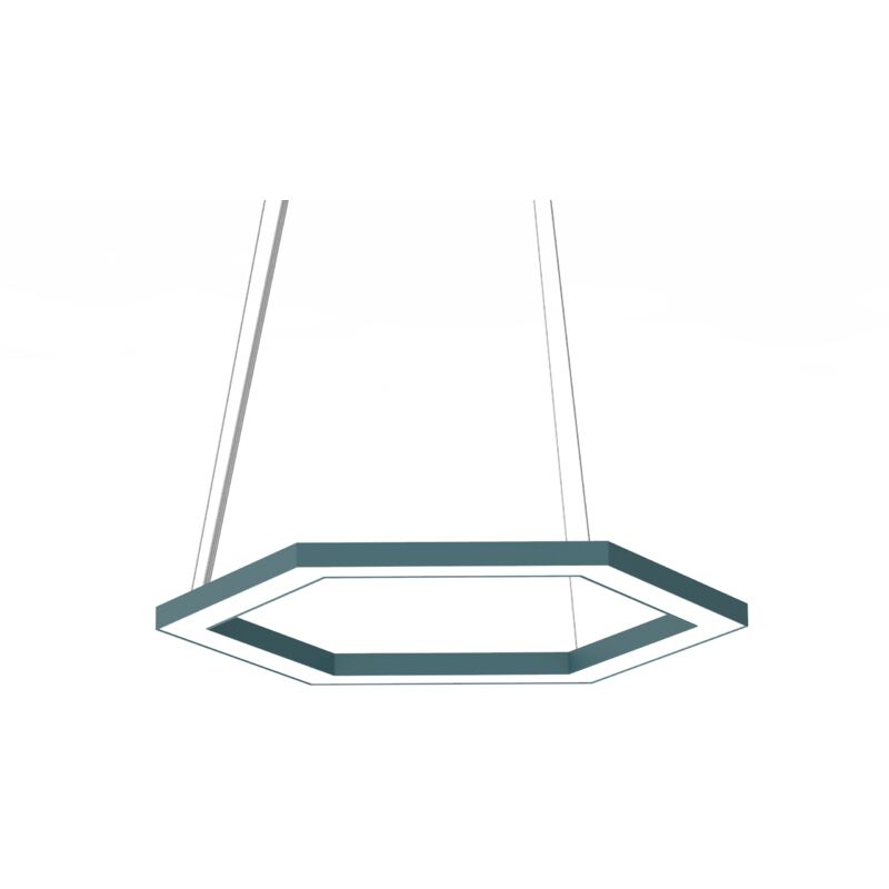 foto del prodotto esagono 1x sospensione, strip led, 22w m, 4000k, metallo, blu mediterraneo, 40cm lumicom