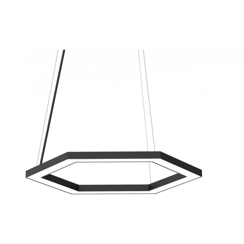 foto del prodotto esagono 1x sospensione, strip led, 22w m, 4000k, metallo, nero, 40cm lumicom