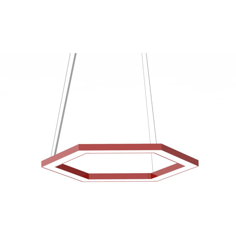 foto del prodotto esagono 1x sospensione, strip led, 22w m, 4000k, metallo, rosso lucido, 40cm lumicom