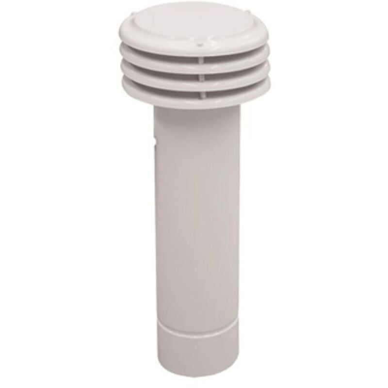 foto del prodotto esalatore fumaiolo antivento in lamiera smaltata colore bianco altezza 45 cm per canne fumarie di stufe e caldaie bianco 11 cm