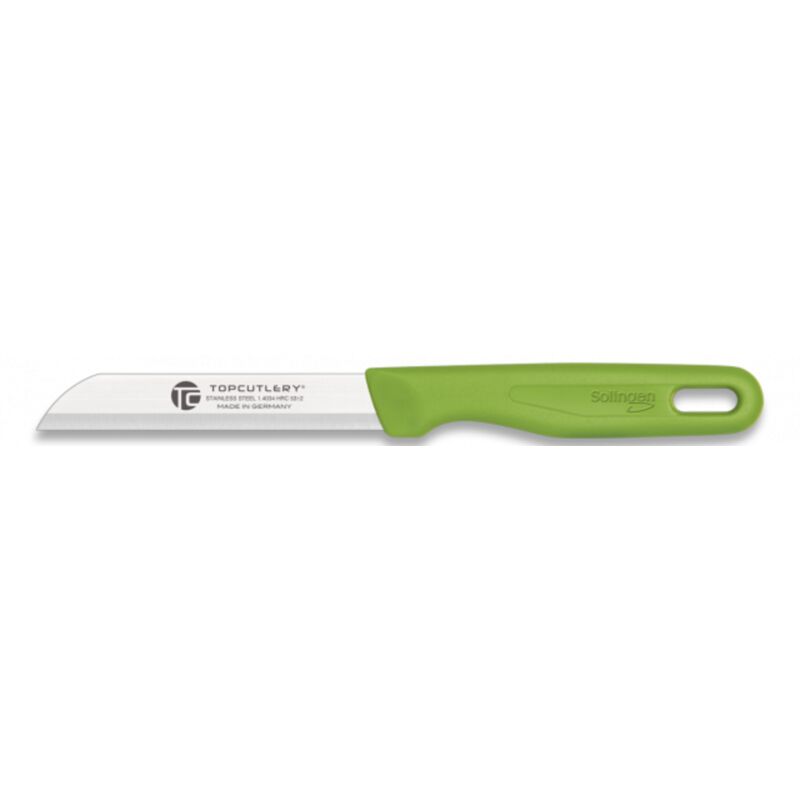 foto del prodotto esclusivo micro coltello per pelare affilato top cutlery in verde con lamiera di acciaio inossidabile 1.4034 hrc53 2 di 8 cm con mango abs