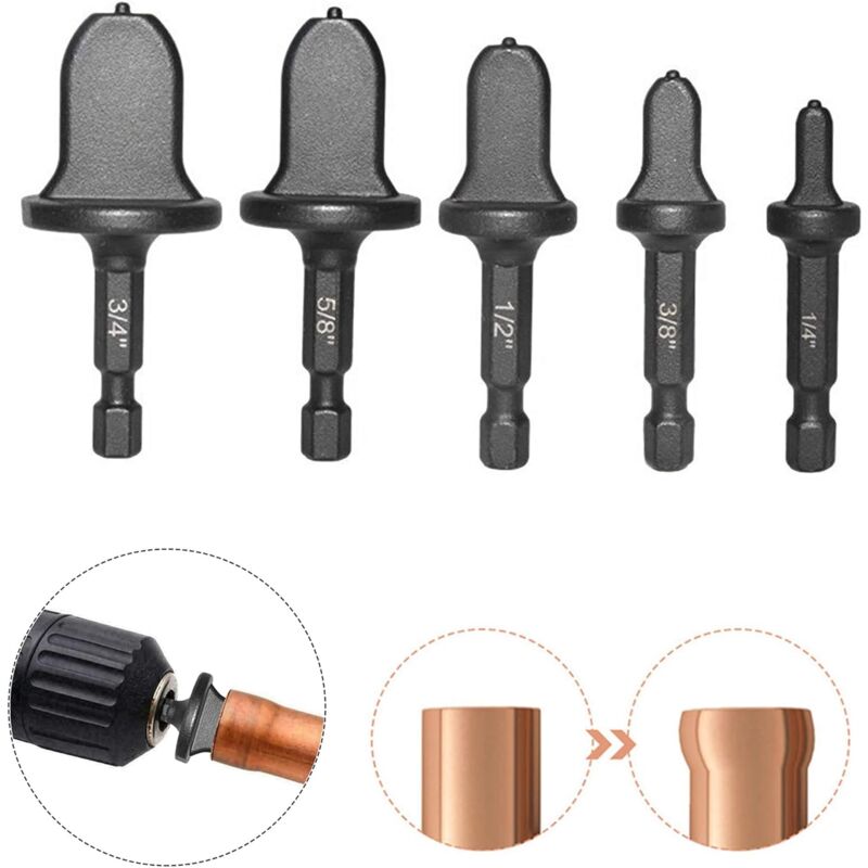 foto del prodotto espansore per tubi in rame, 5 pezzi, asta esagonale per tubi in rame, utensile per espansione in rame con manico rotondo, kit di riparazione per