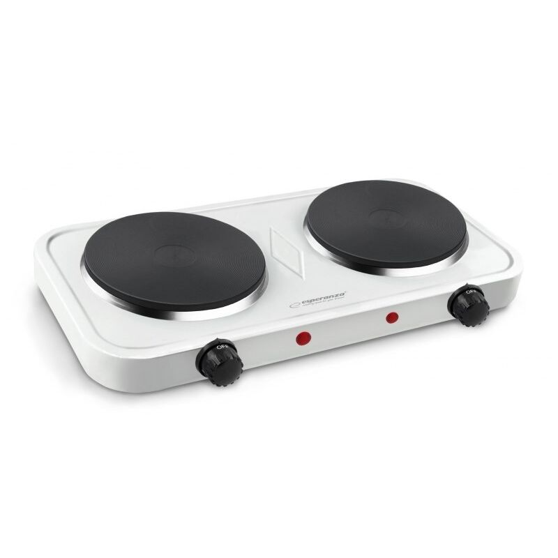 foto del prodotto esperanza ekh010w fornello elettrico regolabile, 2 zone di riscaldamento, bianco