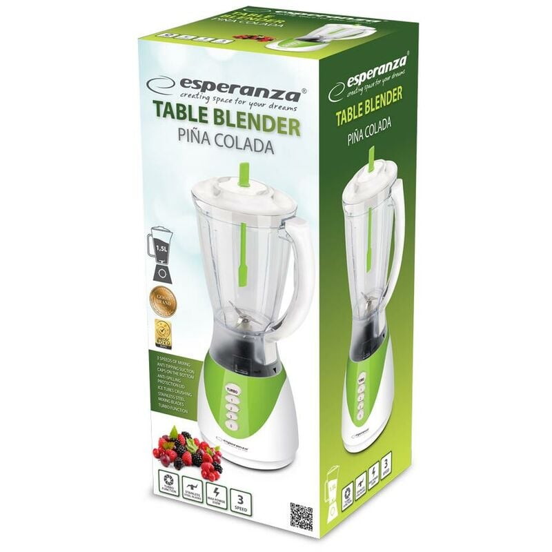 foto del prodotto esperanza miscelatore kielichowy ekm0023g pina colada miscelatore 450w bia y zielony