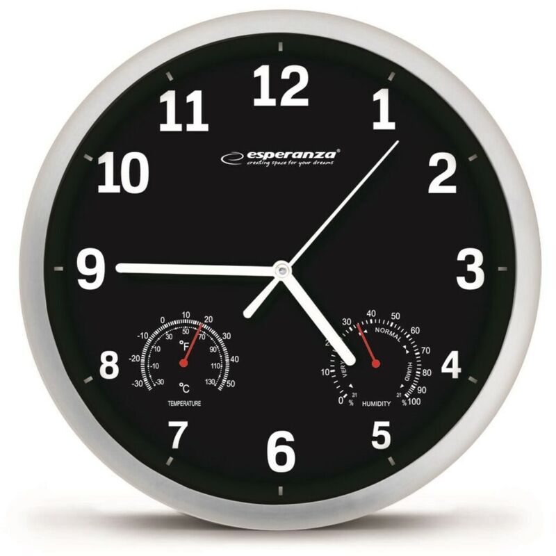 foto del prodotto esperanza orologio da parete ehc016k nero vetro plastica 25 cm
