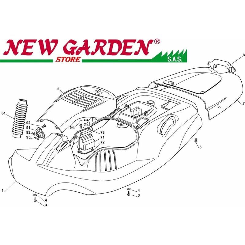 foto del prodotto esploso carrozzeria trattorino rasaerba el63 xe75vd castelgarden ricambi2002 13 2 copertura motore
