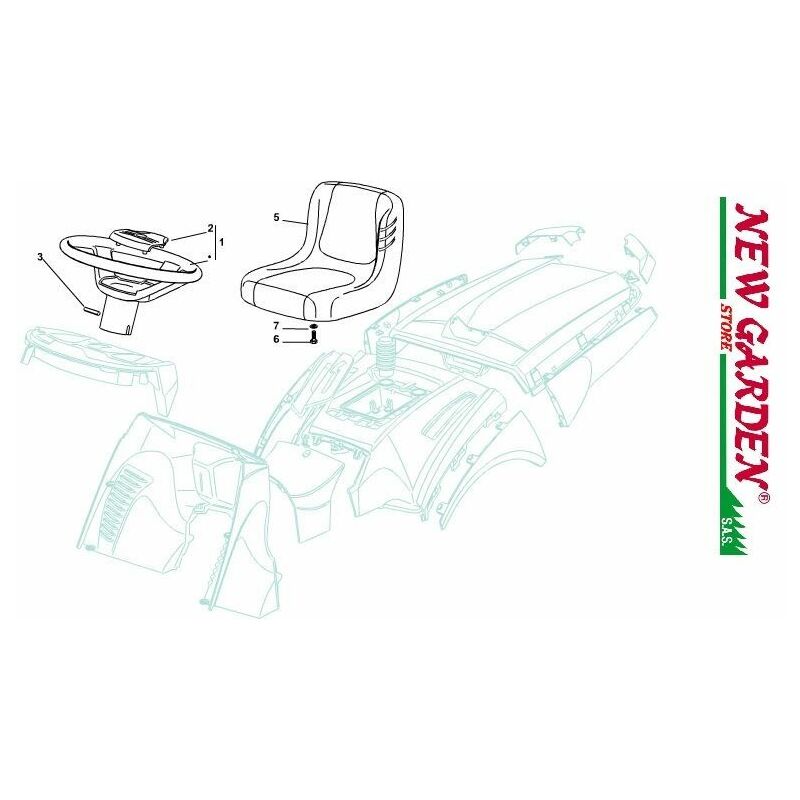 foto del prodotto esploso sedile e volante 102cm xt150hd trattorino rasaerba castelgarden 2002 13 6 vite