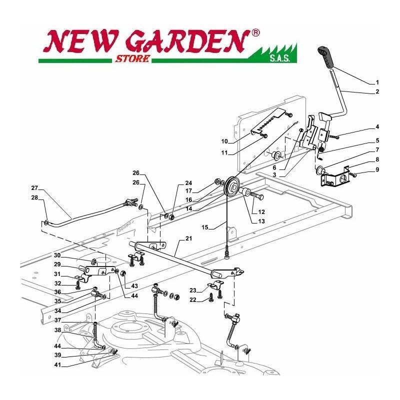 foto del prodotto esploso sollevamento piatto trattorino rasaerba sd98 xd150 castelgarden 2002-13 10 settore sterzo
