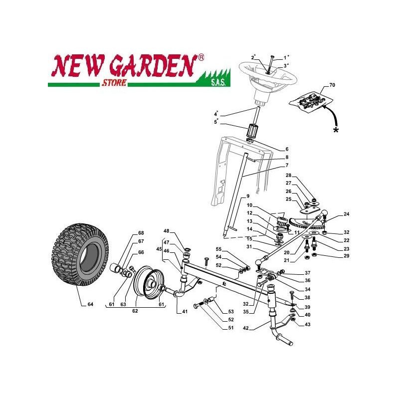 foto del prodotto esploso sterzo 84cm xdc135hd trattorino rasaerba castelgarden 2002 13 ricambi 31 asta comando sterzo